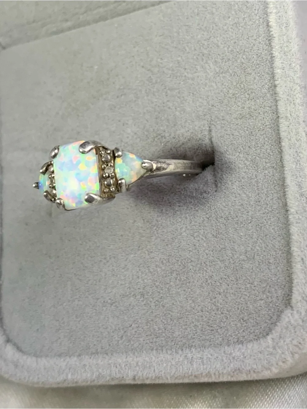 Vintage Sterling Opal Diamond Ring vintage dazzling